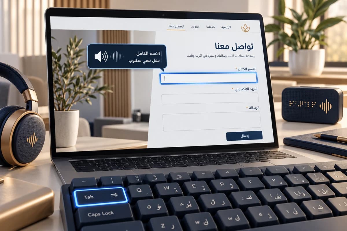 Generated editorial illustration: Arabic website accessibility: a practical WCAG 2.2 review